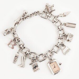 Burberry BU5200 Silver-Tone Charm Chainlink Bracelet Watch